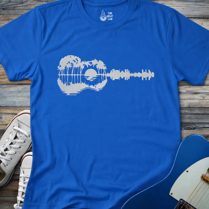 Guitar Island Paradise T-shirt - Royal / S - T-Shirt
