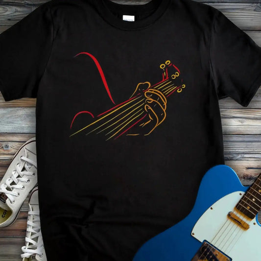 Guitar Line Art T-shirt Black