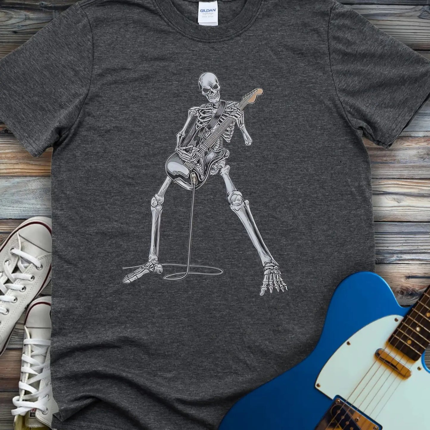 Guitar Skeleton T-shirt Dark Heather Grey