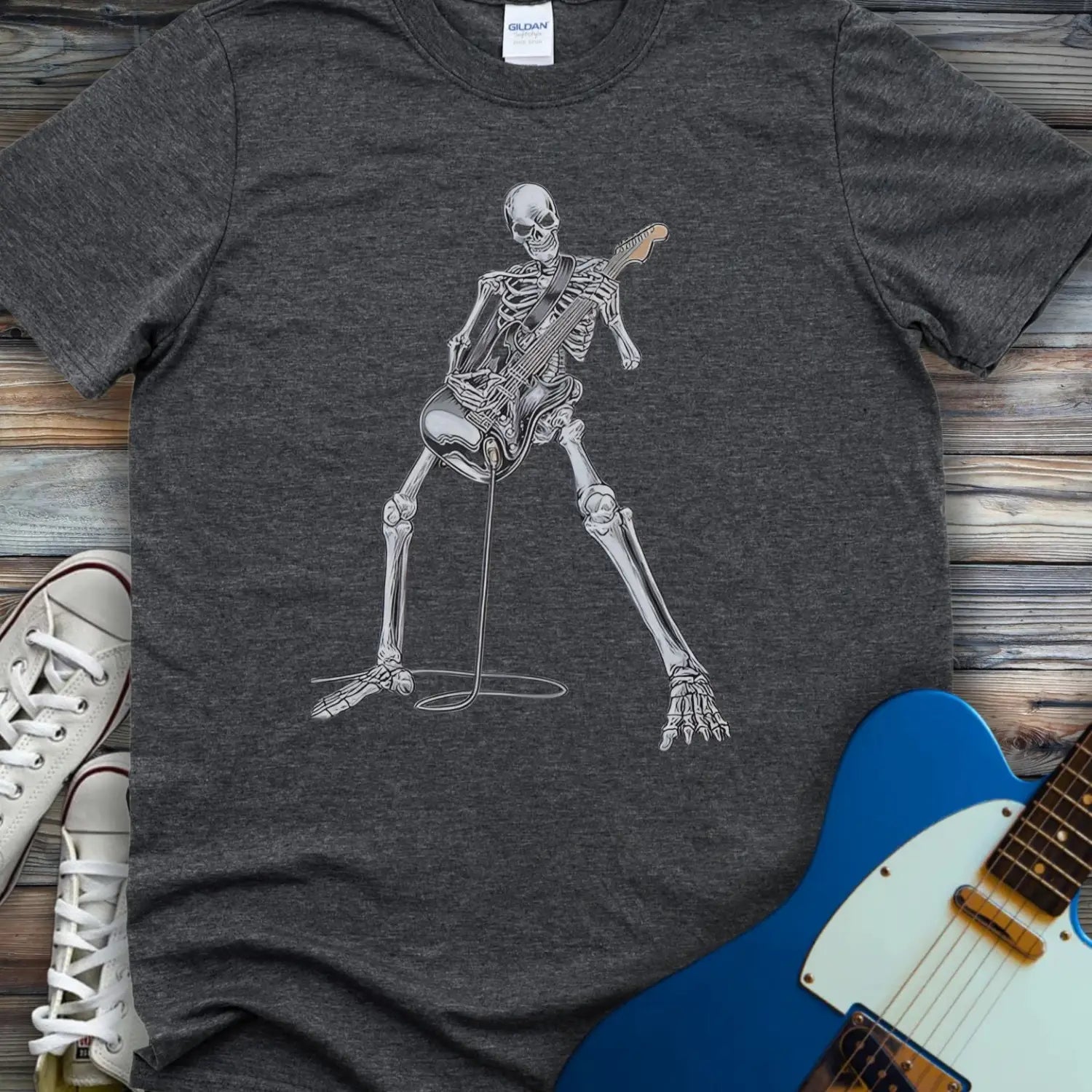 Guitar Skeleton T-shirt Dark Heather Grey