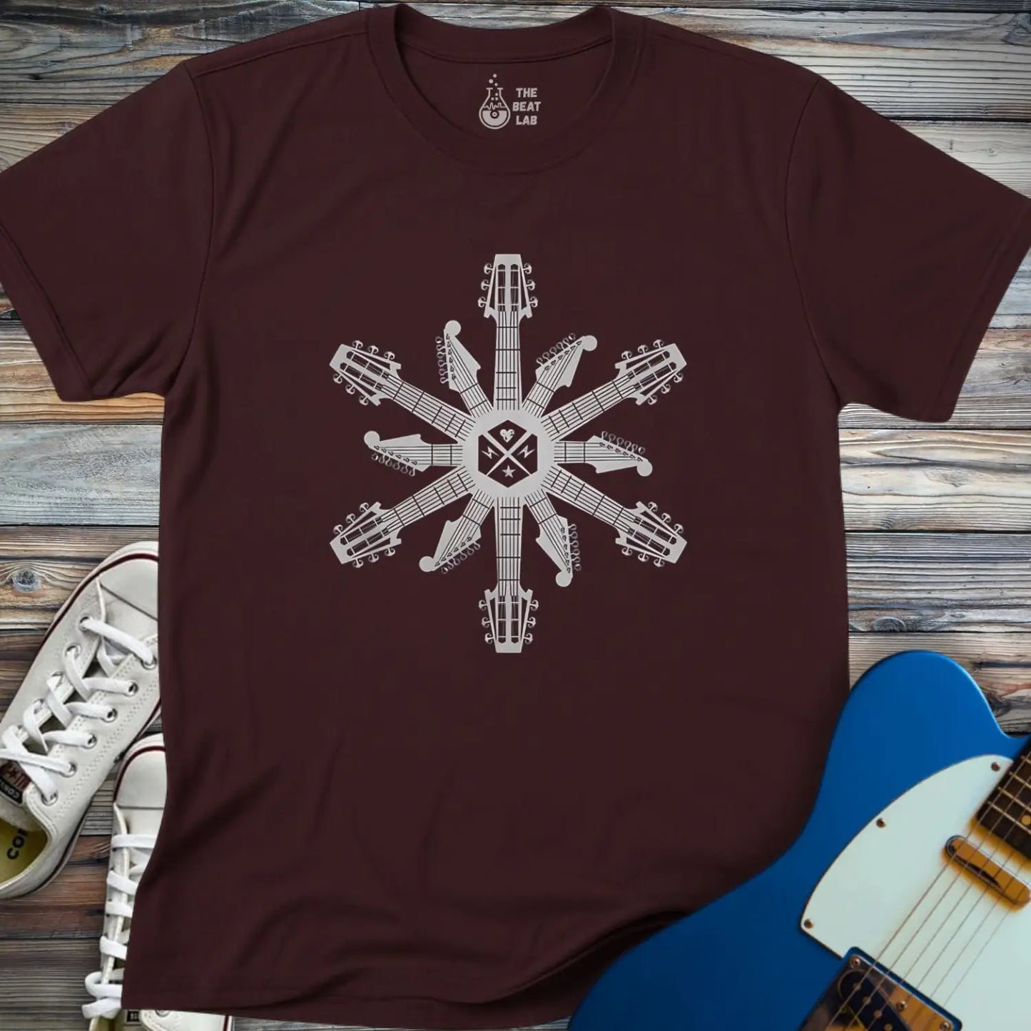 Guitar Snowflake T-shirt - Dark Chocolate / S - T-Shirt