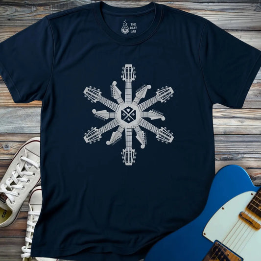 Guitar Snowflake T-shirt - Navy / S - T-Shirt
