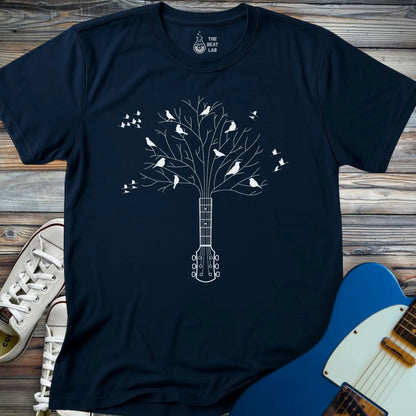 Guitar Tree with Birds T-shirt - T-Shirt