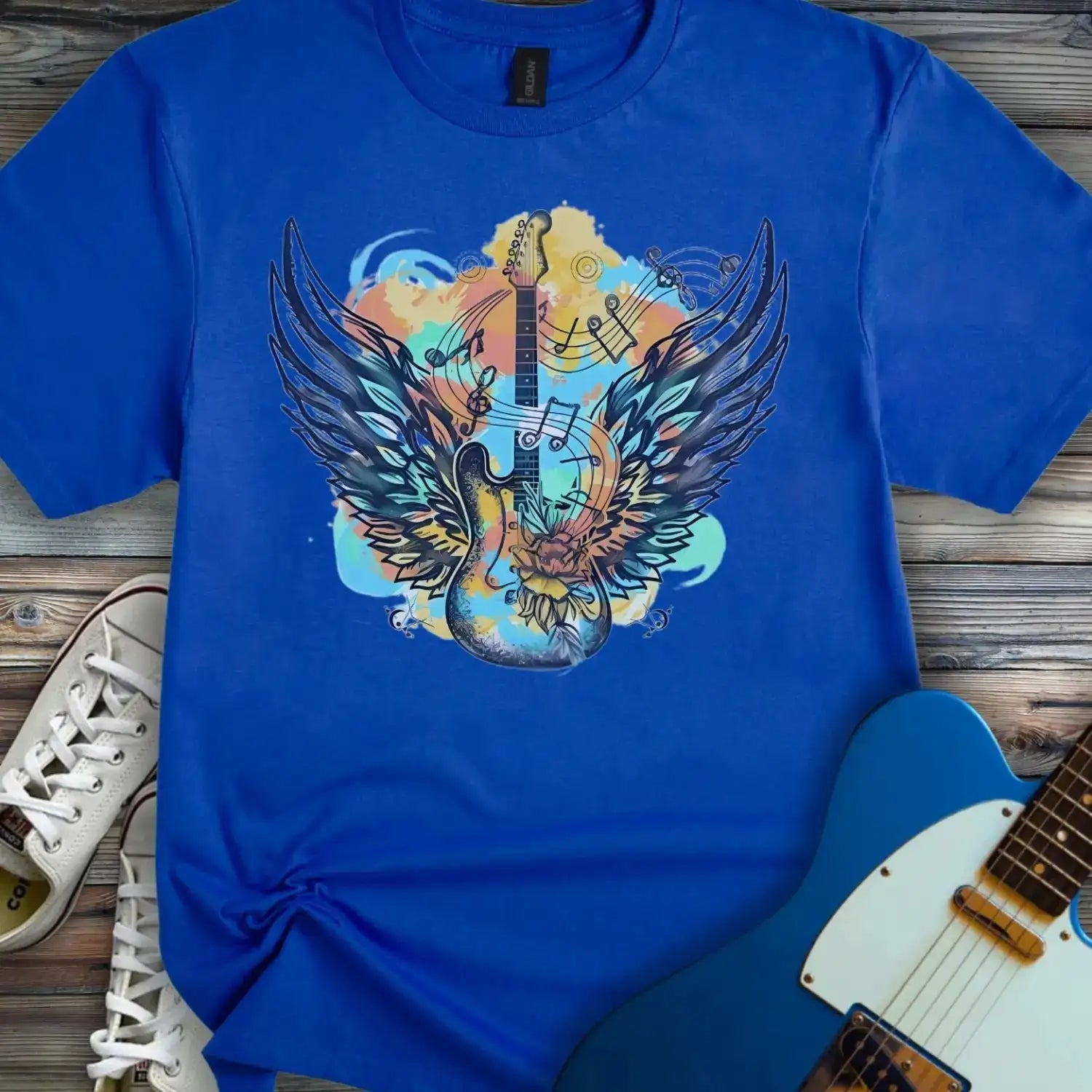 Guitar Wings T-shirt Royal