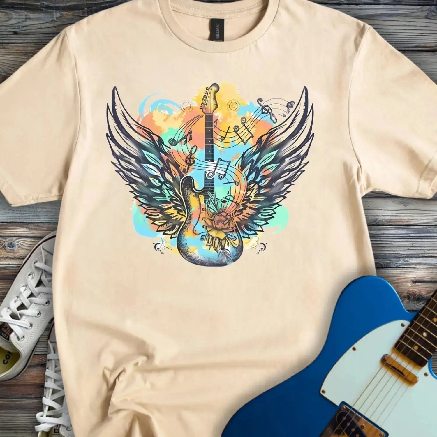 Guitar Wings T-shirt Sand