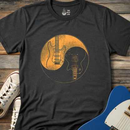 Guitar Yin Yang (I) T-shirt - Dark Heather Grey / S - T-Shirt