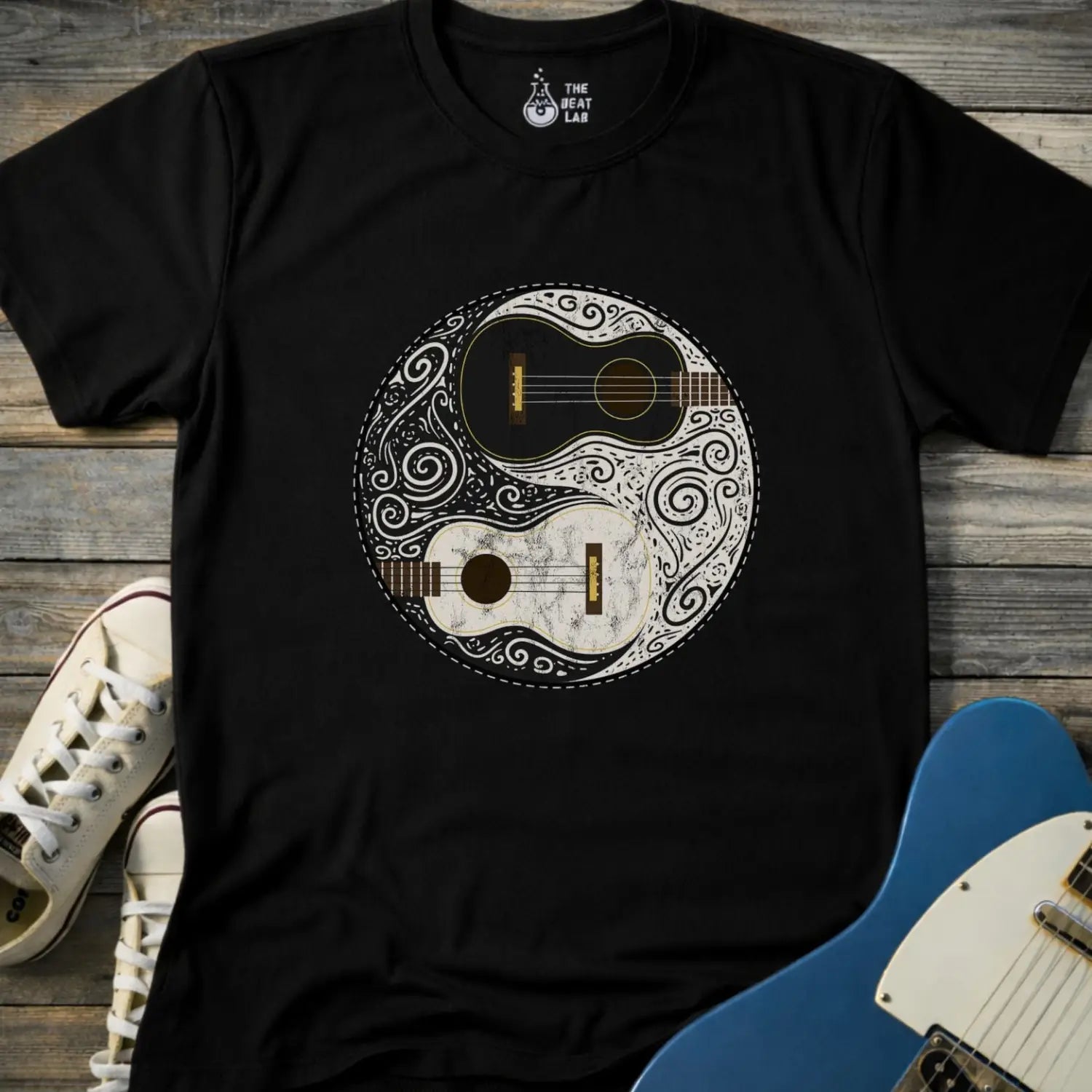 Guitar Yin Yang (II) T-shirt - Black / S - T-Shirt