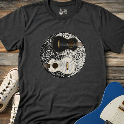 Guitar Yin Yang (II) T-shirt - Dark Heather Grey / S - T-Shirt