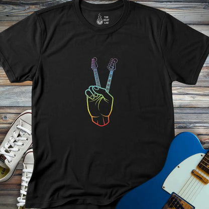 Guitarist Peace Sign T-shirt - Black / S - T-Shirt
