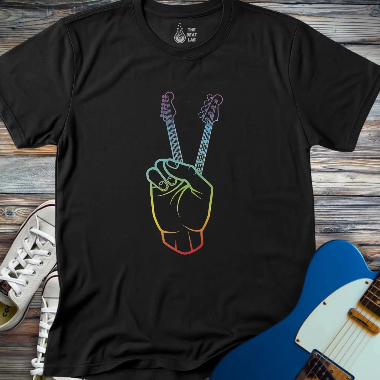 Guitarist Peace Sign T-shirt - Black / S - T-Shirt