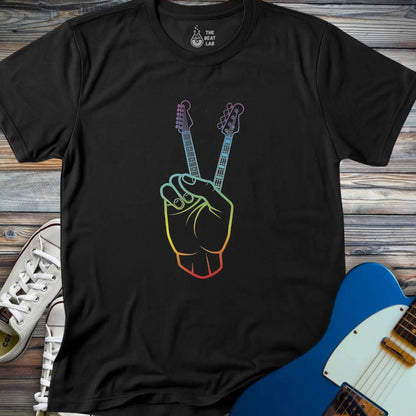 Guitarist Peace Sign T-shirt - Black / S - T-Shirt