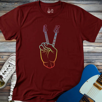 Guitarist Peace Sign T-shirt - Maroon / S - T-Shirt