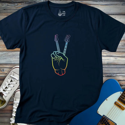 Guitarist Peace Sign T-shirt - Navy / S - T-Shirt