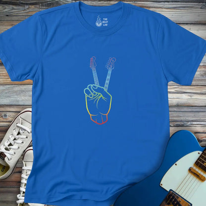 Guitarist Peace Sign T-shirt - Royal / S - T-Shirt