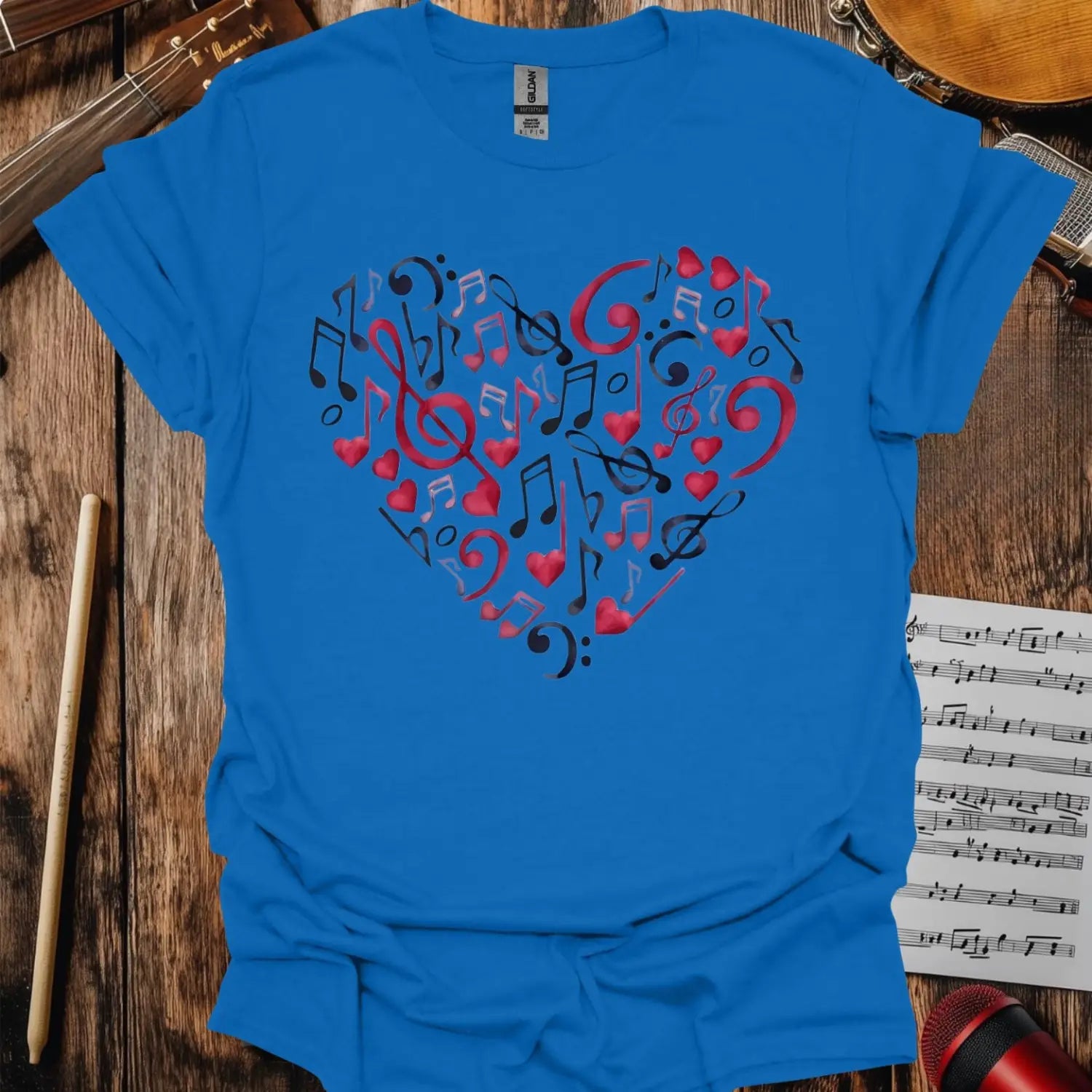Heart of Musical Notes T-shirt Royal