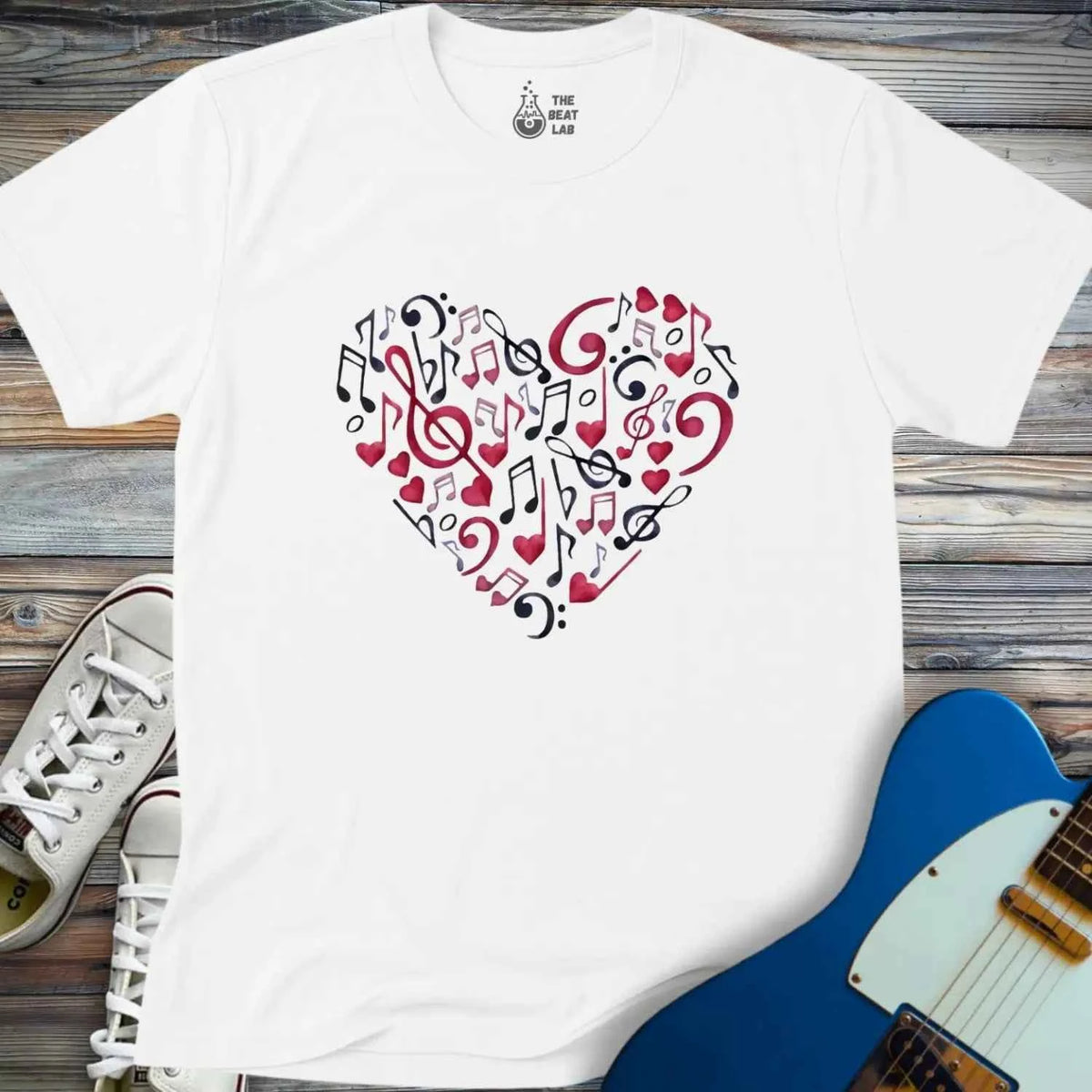 Musical Note Merch Heart of Musical Notes for Music Lovers and Romantics Graphic T-shirt ...