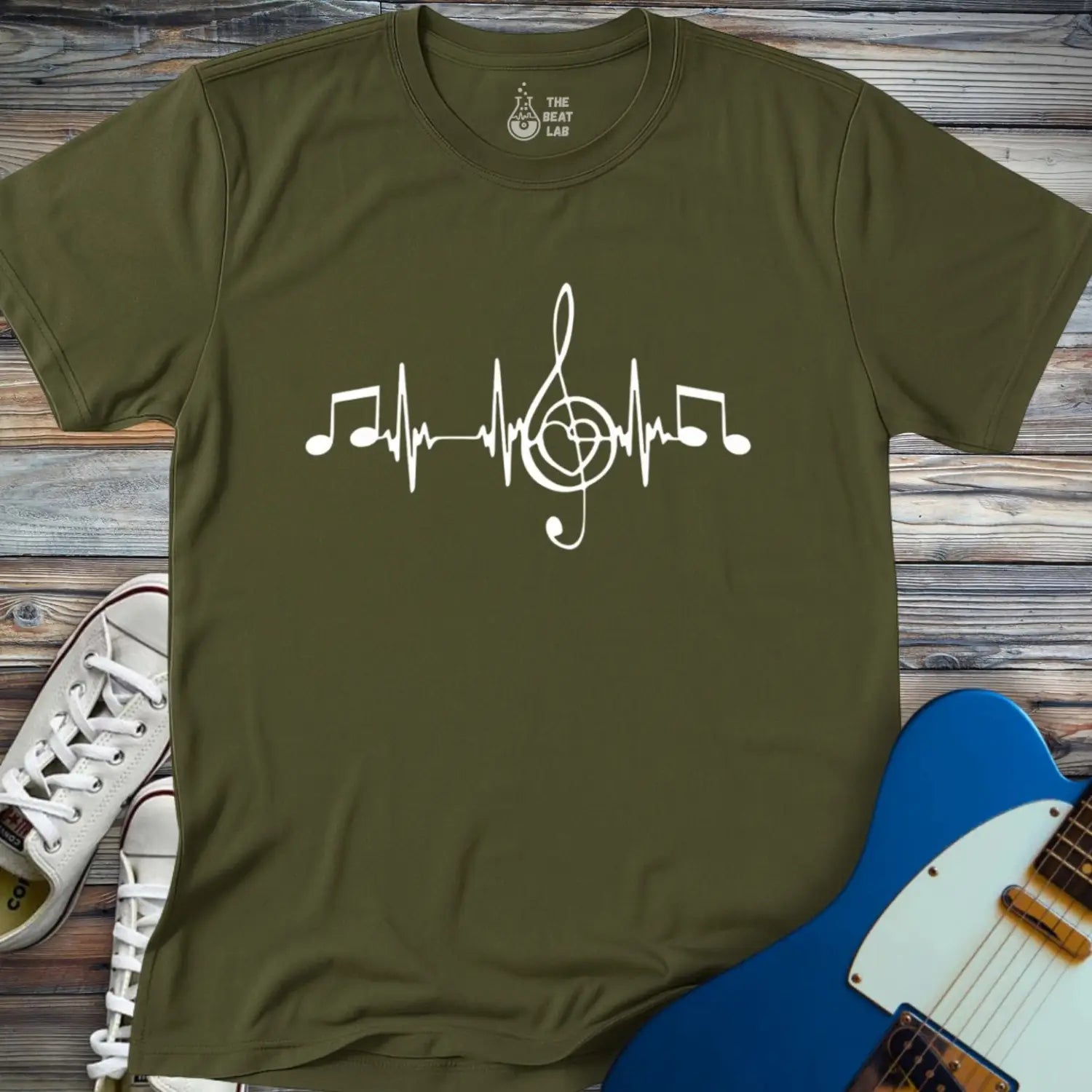 Heartbeat in G T-shirt - Military Green / S - T-Shirt