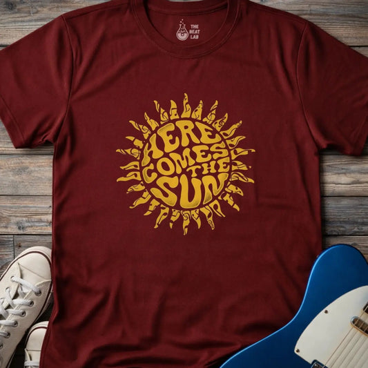 Here Comes the Sun T-shirt - Maroon / S - T-Shirt