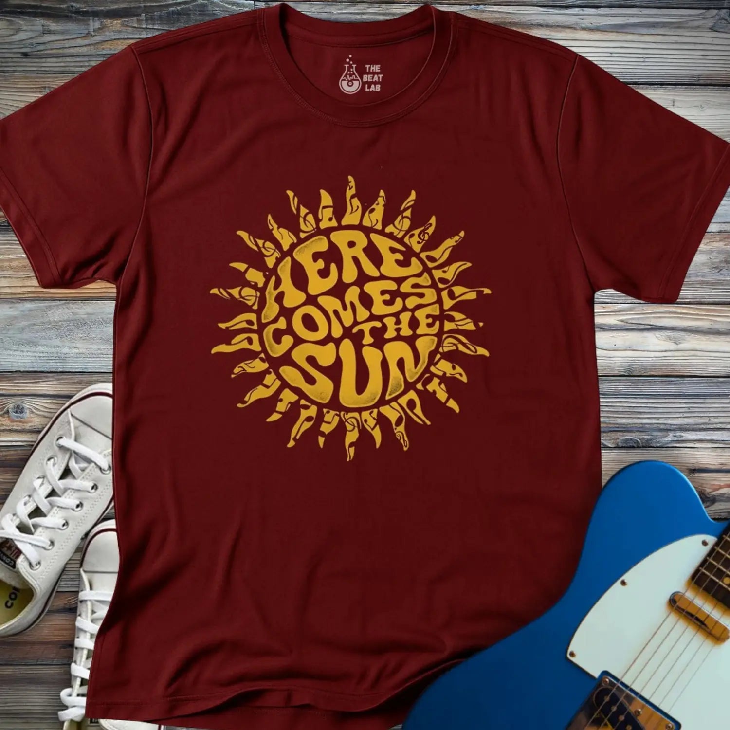 Here Comes the Sun T-shirt - Maroon / S - T-Shirt