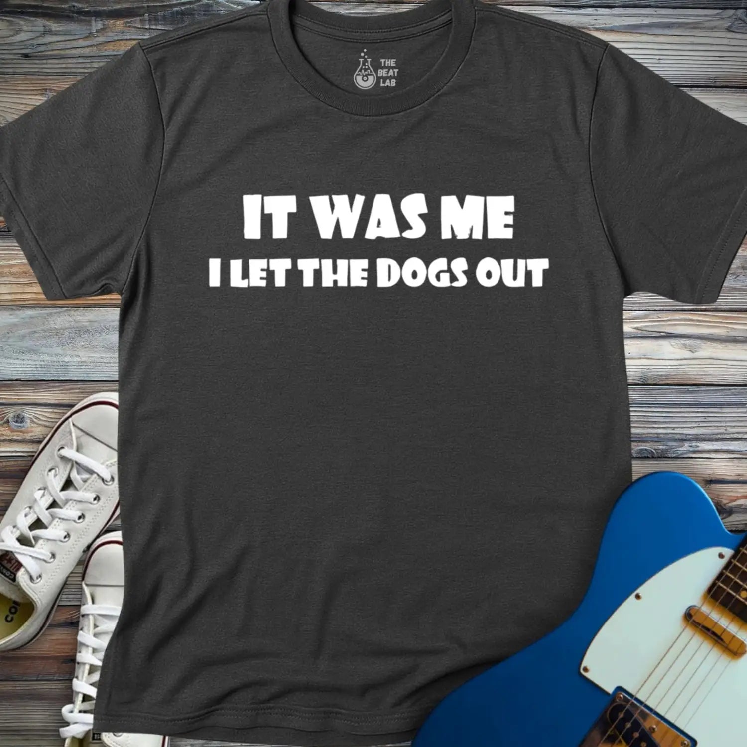 I Let the Dogs Out T-shirt - Dark Heather Grey / S - T-Shirt