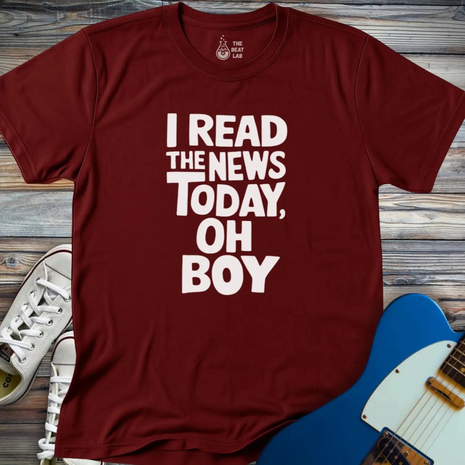 I read the news today T-shirt - Maroon / S - T-Shirt