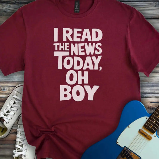 I read the news today T-shirt Maroon