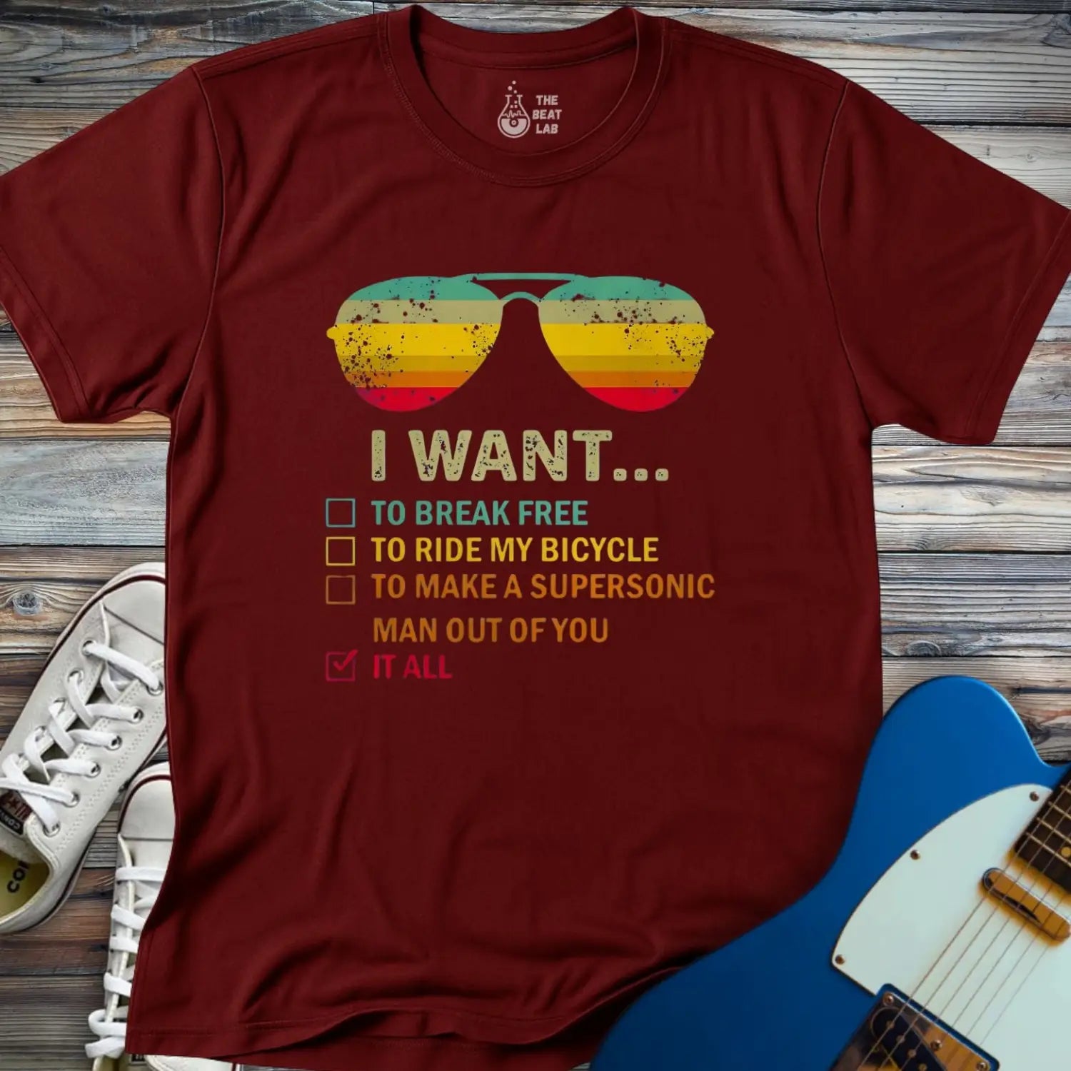 I want... T-shirt - Maroon / S - T-Shirt