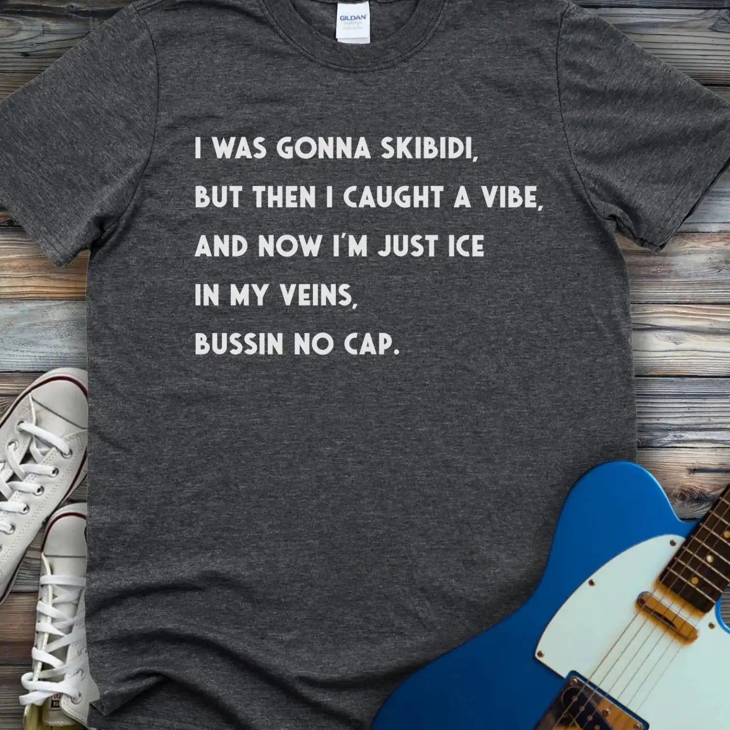 I Was Gonna Skibidi T-shirt Dark Heather Grey