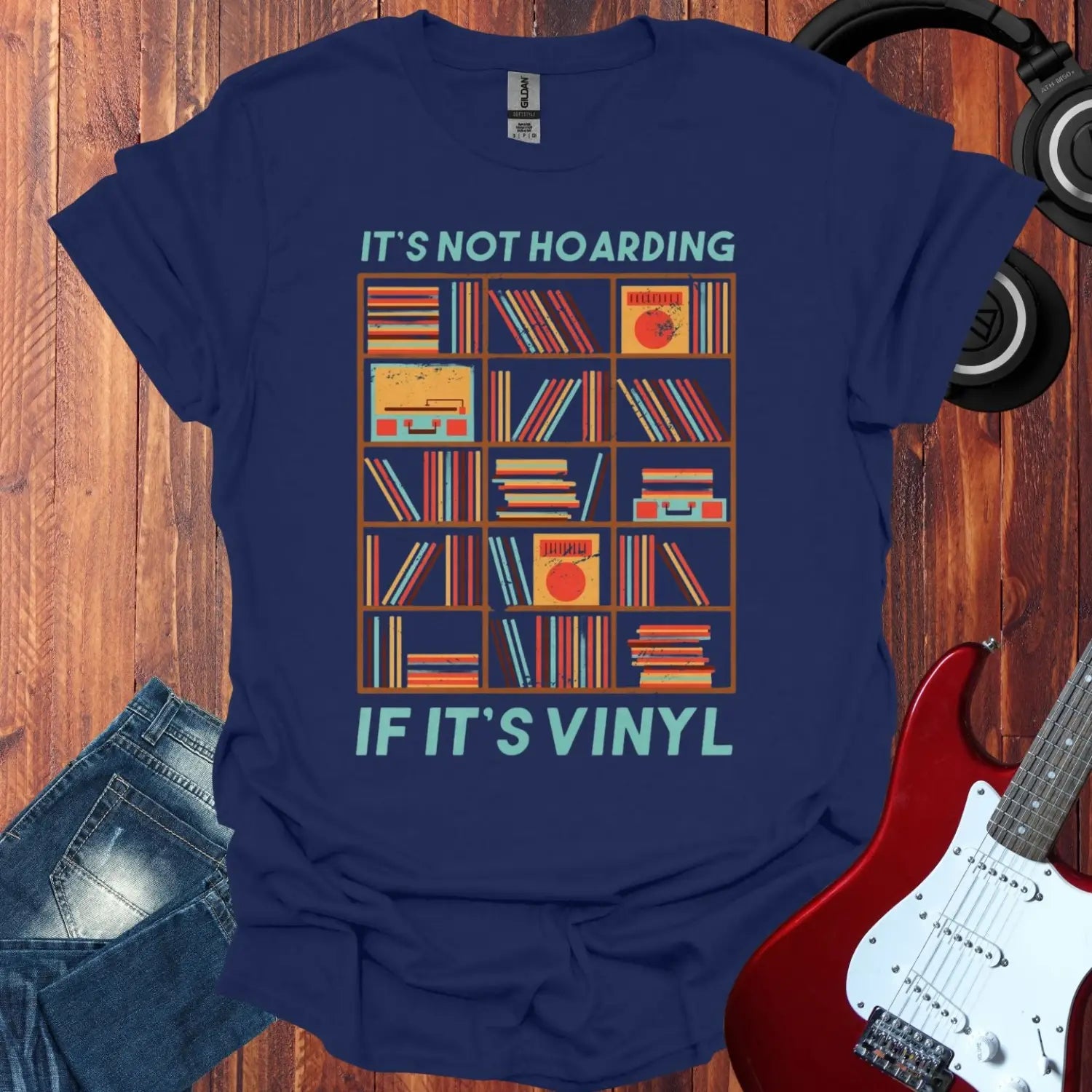 It's not hoarding if it's vinyl T-shirt Navy