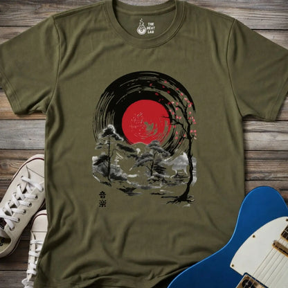 Japan Music Vinyl T-shirt - Military Green / S - T-Shirt