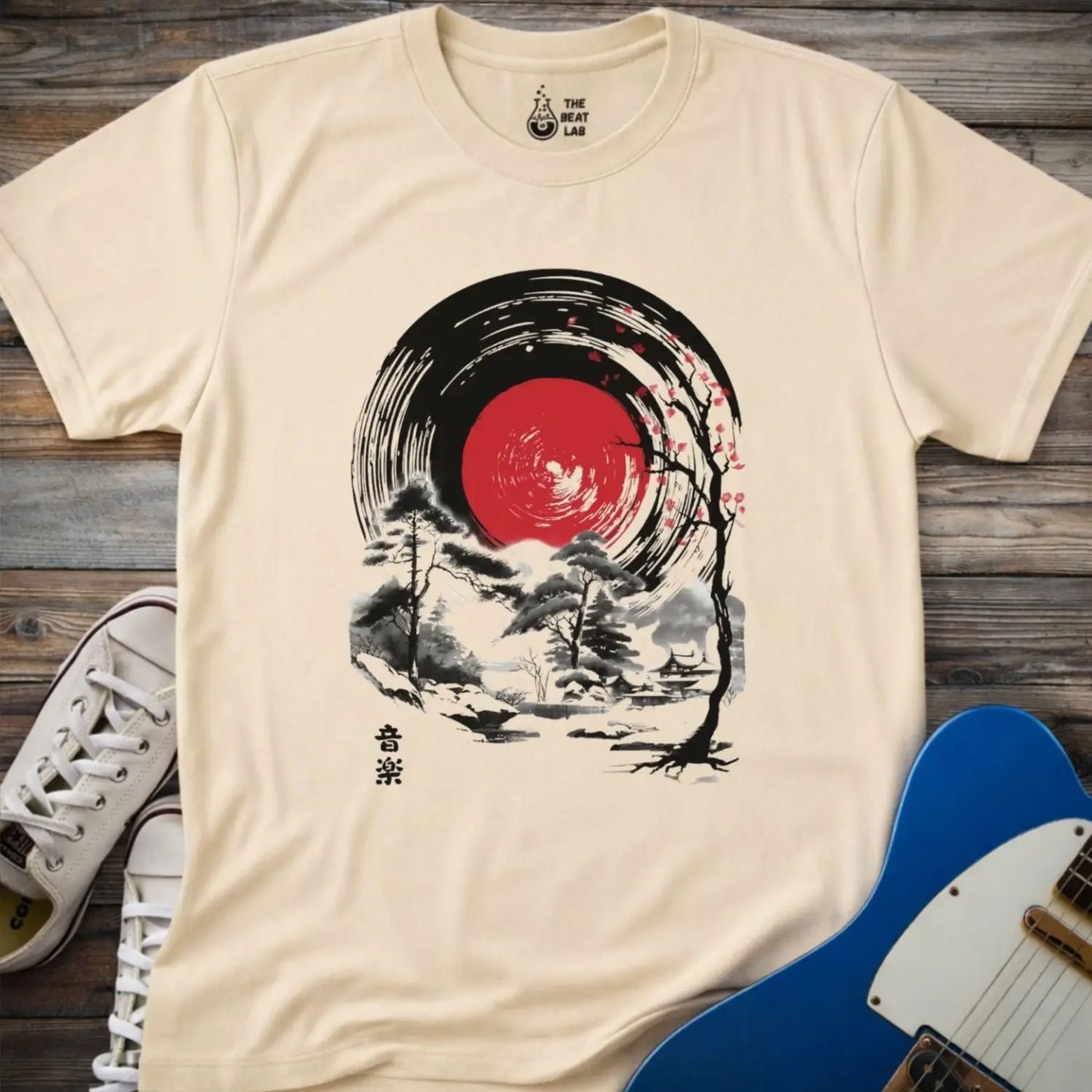 Japan Music Vinyl T-shirt - Sand / S - T-Shirt