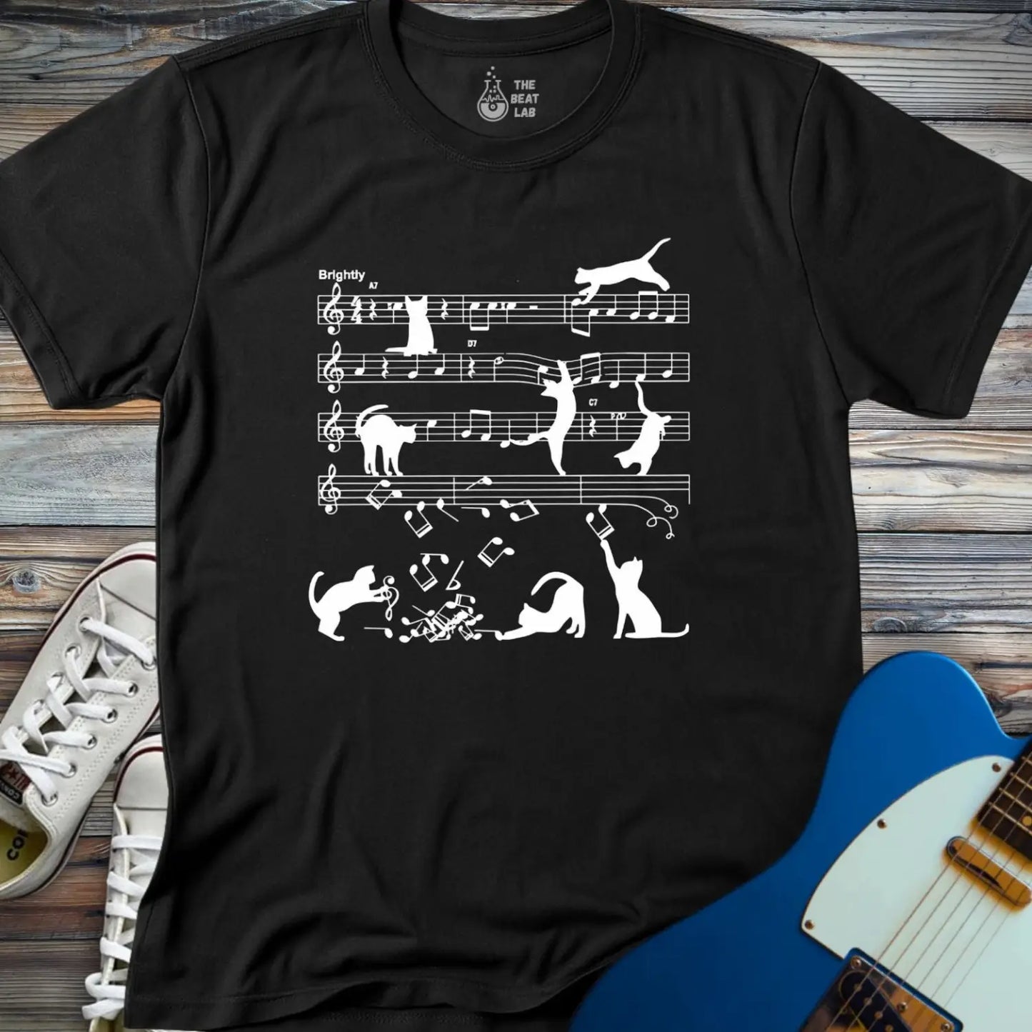 Jazz Cats Sheet Music T-shirt - Black / S - T-Shirt