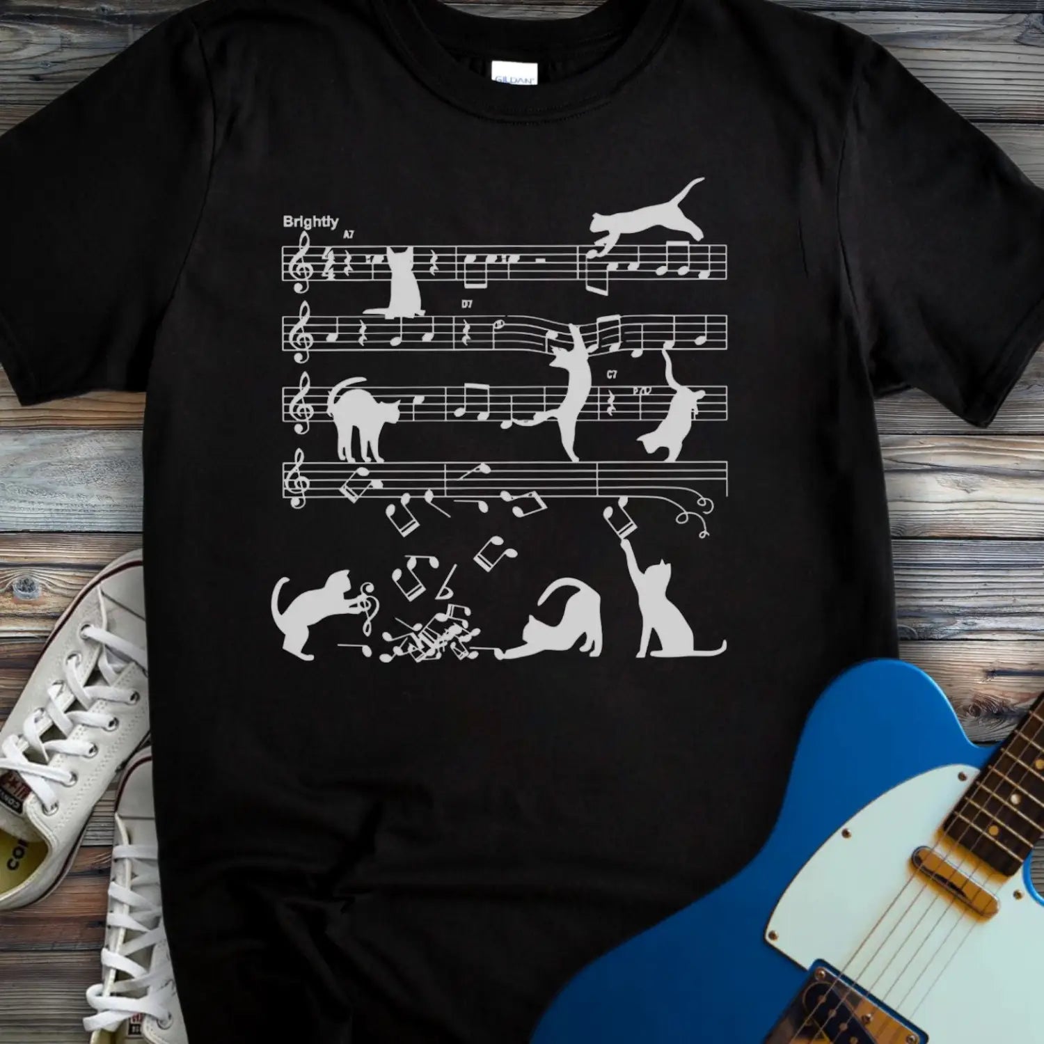 Jazz Cats Sheet Music T-shirt - Black / S - T-Shirt