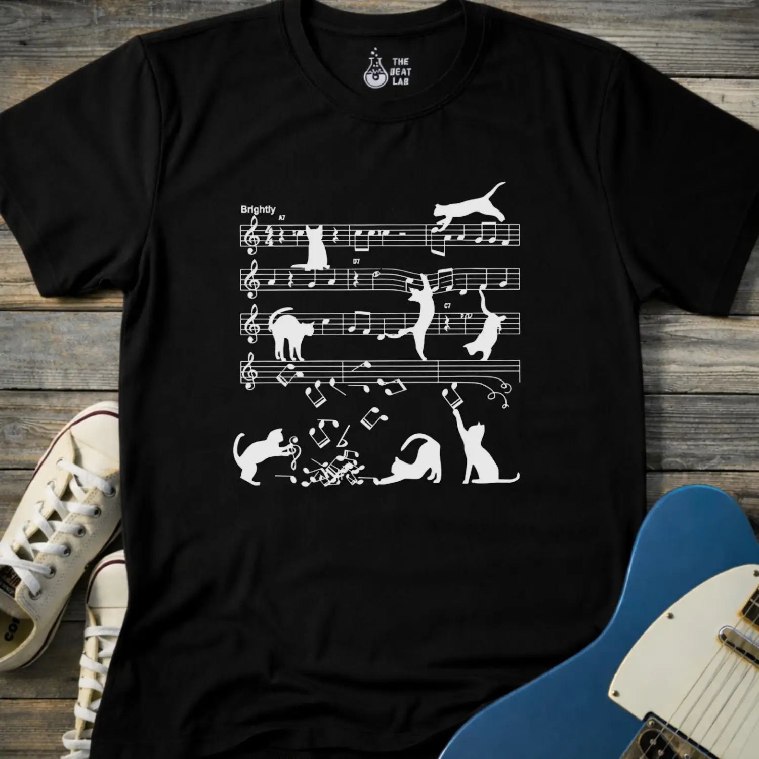 Jazz Cats Sheet Music T-shirt - Black / S - T-Shirt