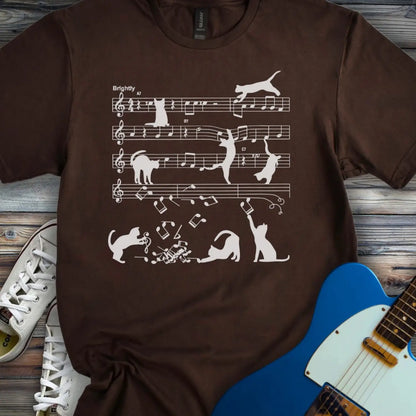 Jazz Cats Sheet Music T-shirt - Dark Chocolate / S - T-Shirt