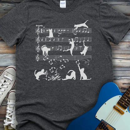 Jazz Cats Sheet Music T-shirt - Dark Heather Grey / S - T-Shirt