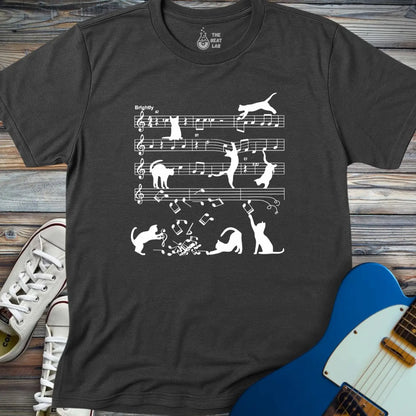 Jazz Cats Sheet Music T-shirt - Dark Heather Grey / S - T-Shirt