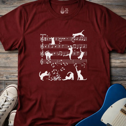 Jazz Cats Sheet Music T-shirt - Maroon / S - T-Shirt