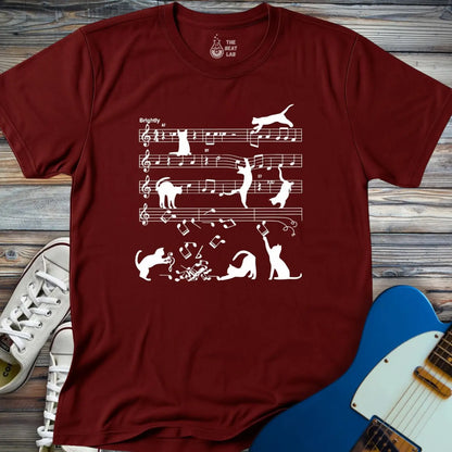Jazz Cats Sheet Music T-shirt - Maroon / S - T-Shirt