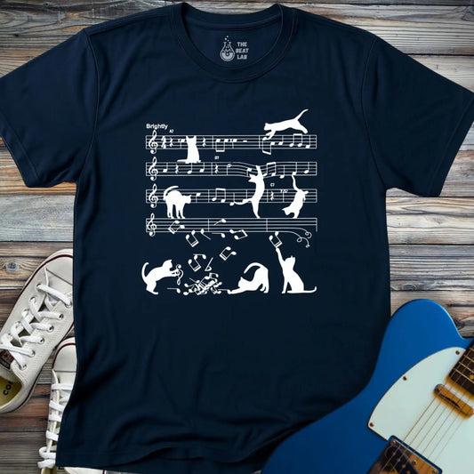 Jazz Cats Sheet Music T-shirt - Navy / S - T-Shirt