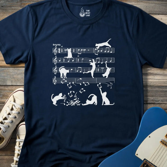 Jazz Cats Sheet Music T-shirt - Navy / S - T-Shirt