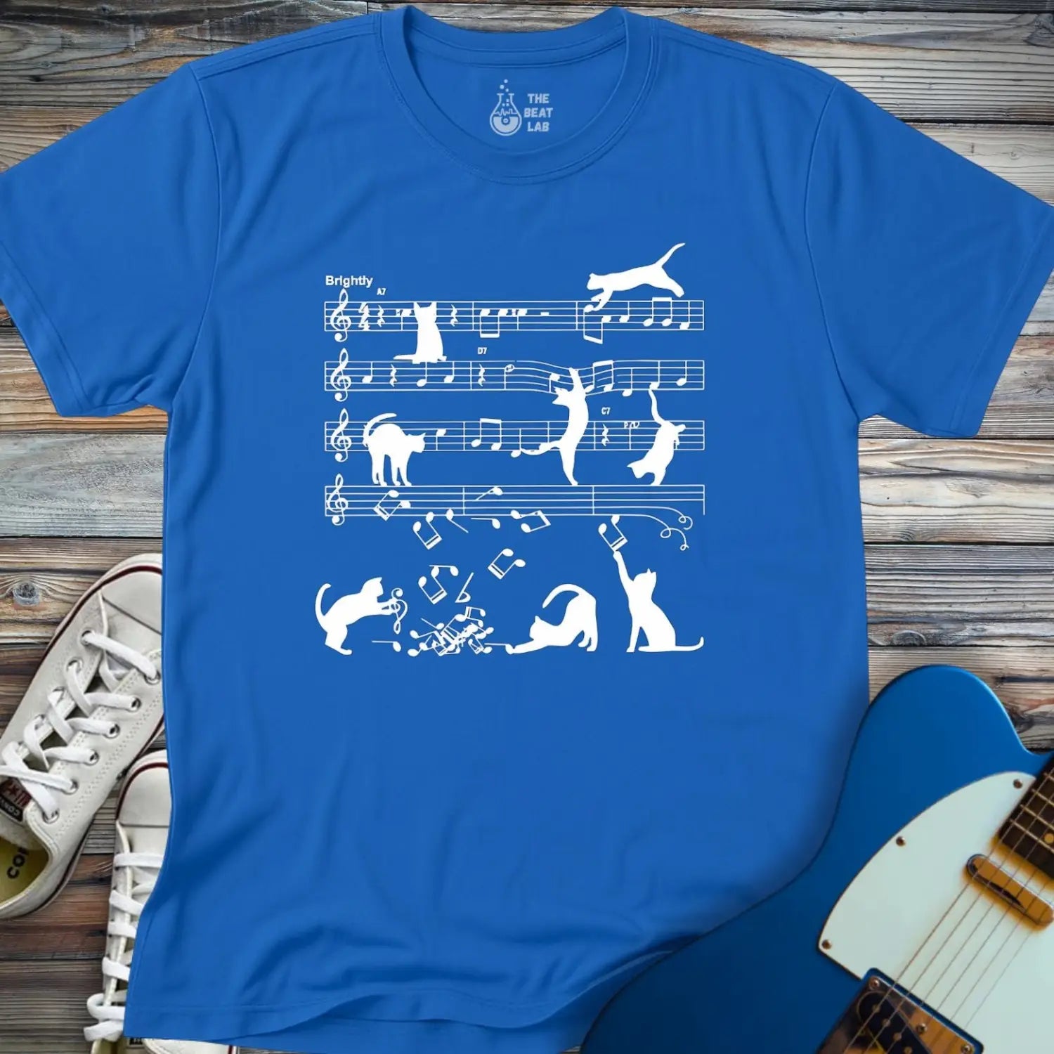 Jazz Cats Sheet Music T-shirt - Royal / S - T-Shirt