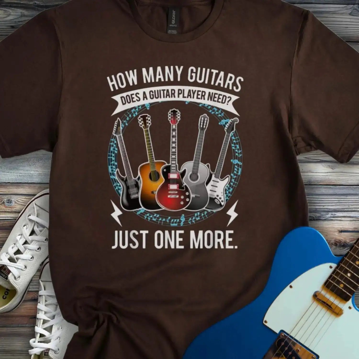 Just One More Guitar T-shirt Dark Chocolate