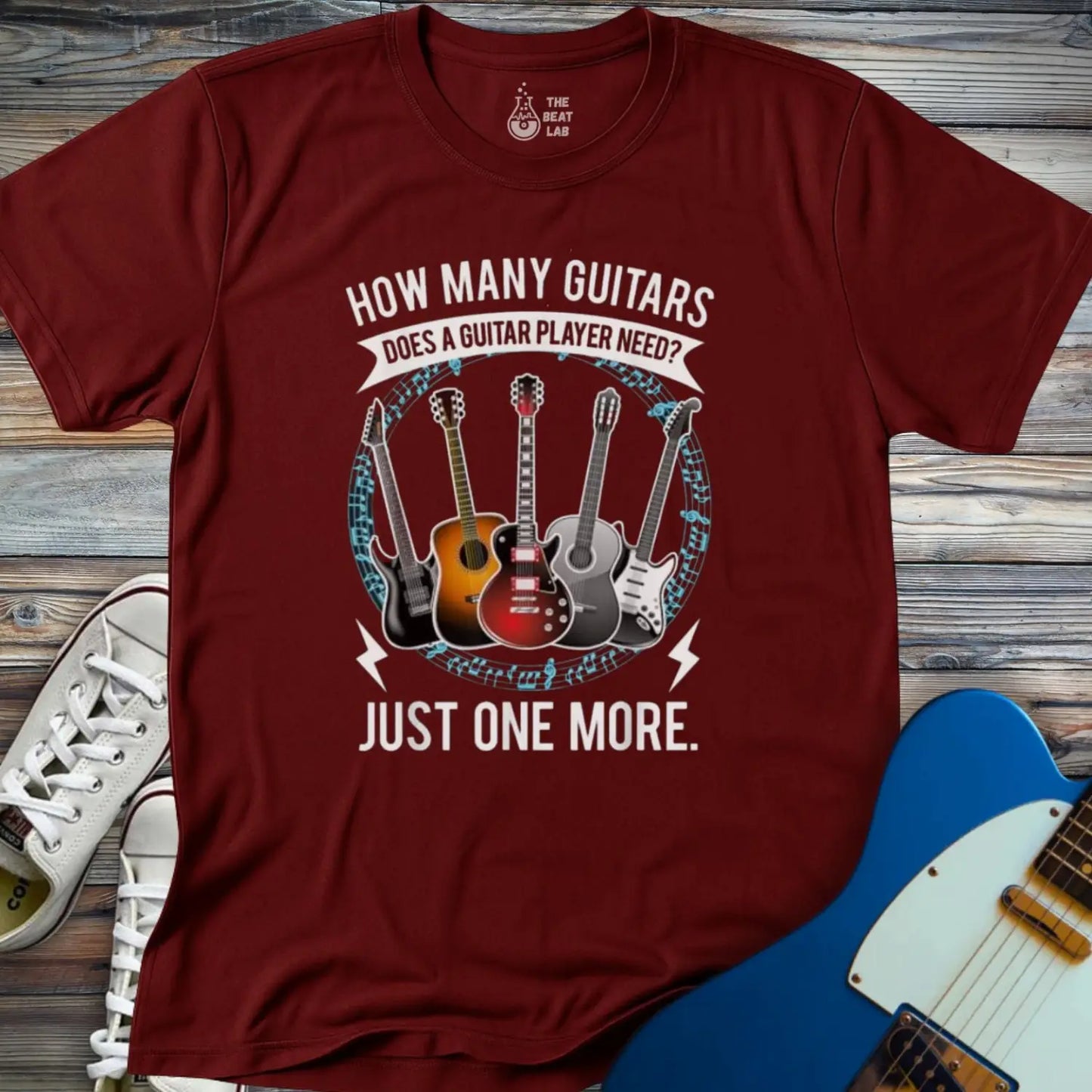 Just One More Guitar T-shirt - Maroon / S - T-Shirt