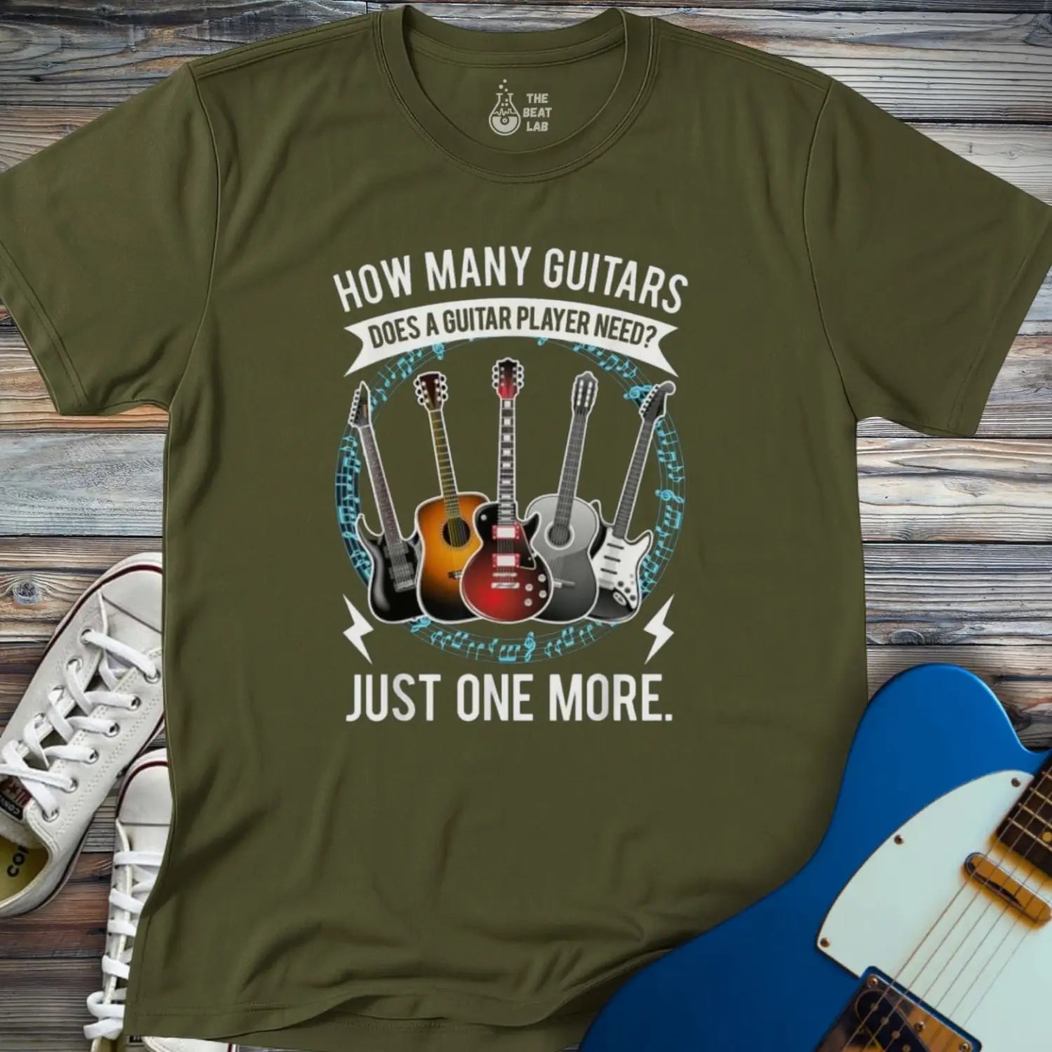 Just One More Guitar T-shirt - Military Green / S - T-Shirt