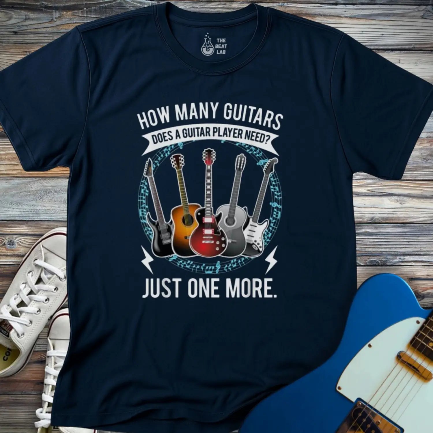 Just One More Guitar T-shirt - Navy / S - T-Shirt