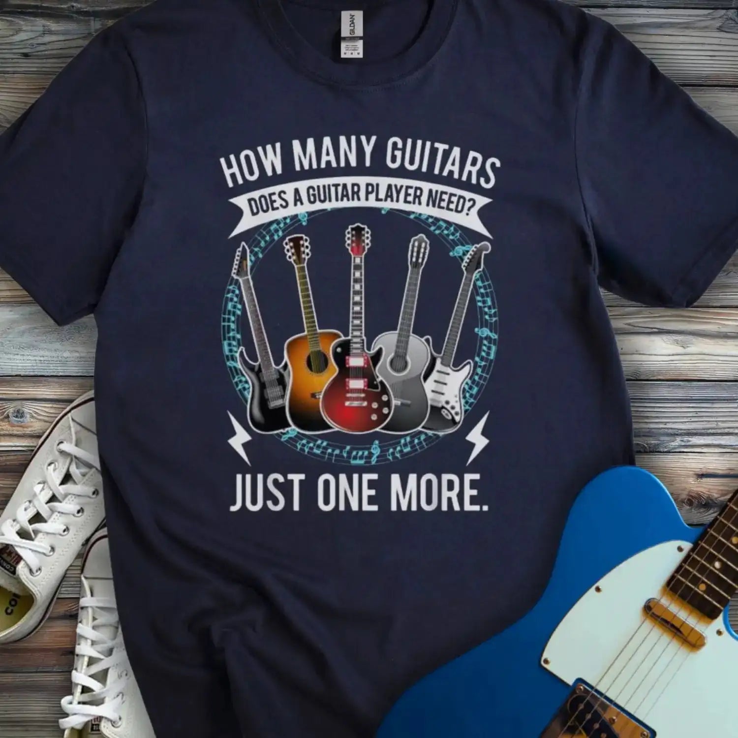 Just One More Guitar T-shirt Navy