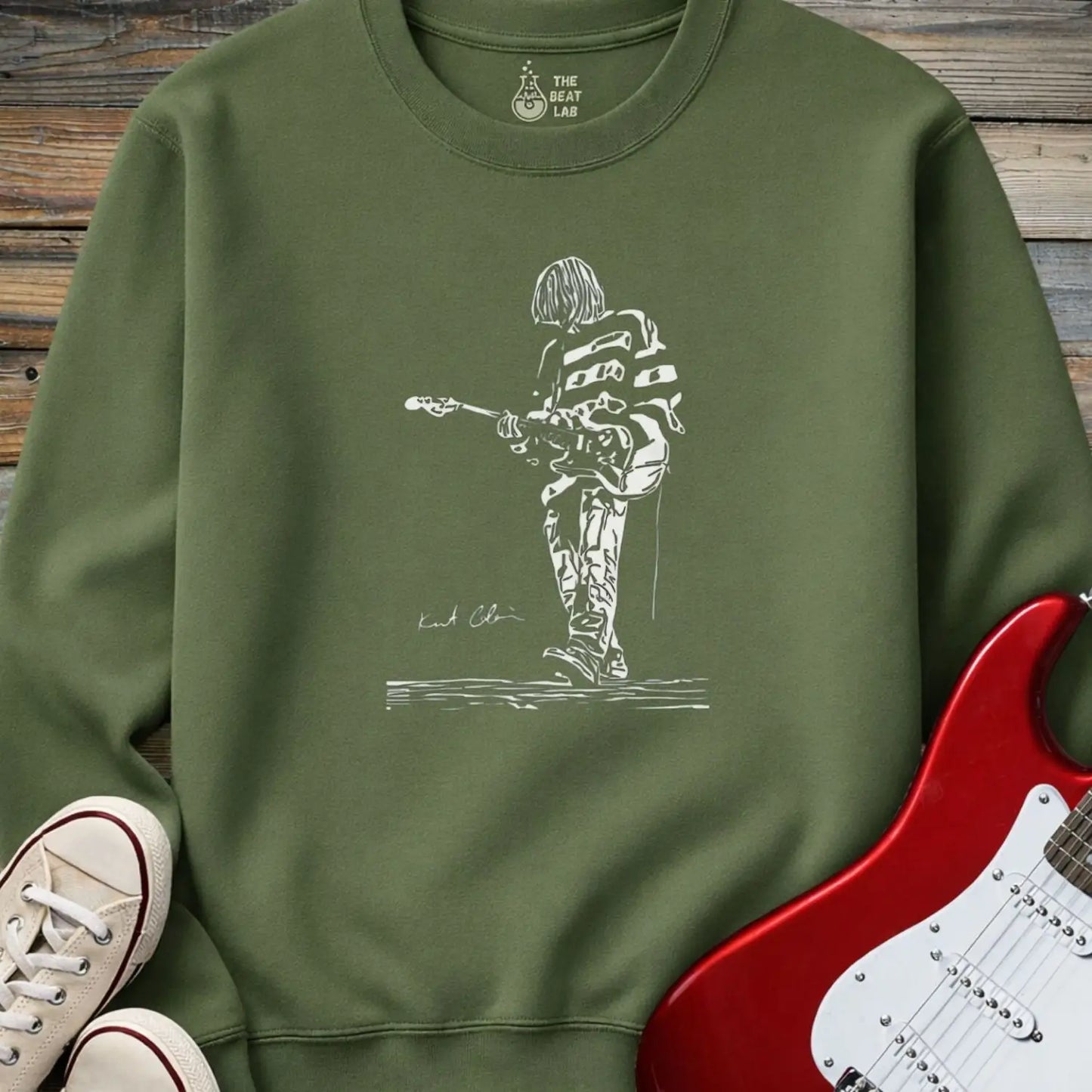 Kurt Cobain Sweatshirt - Military Green / S - Sweatshirt