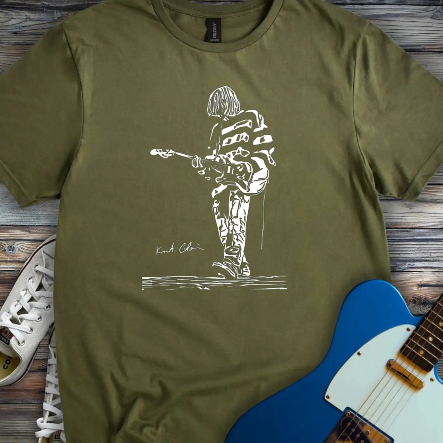 Kurt Cobain T-shirt Military Green