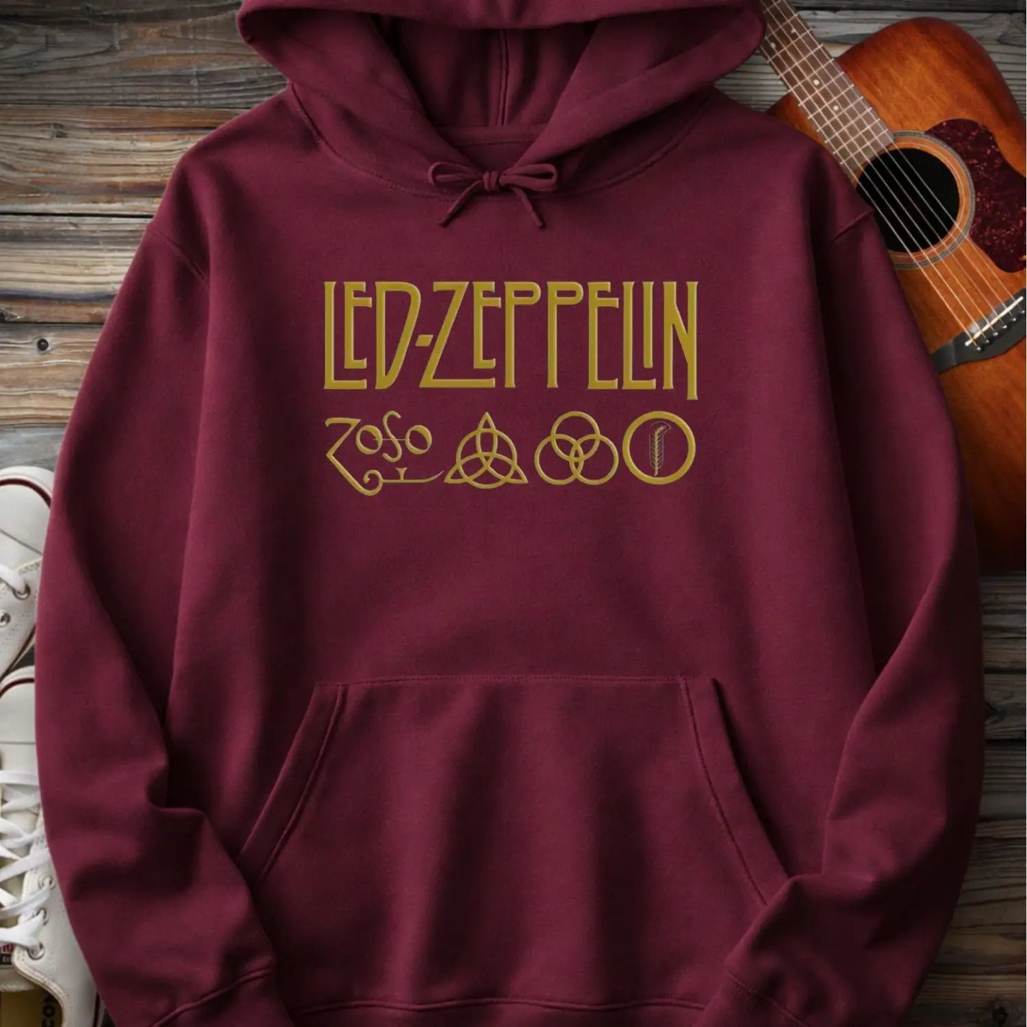 Led Zeppelin Hoodie - Maroon / S - Hoodie
